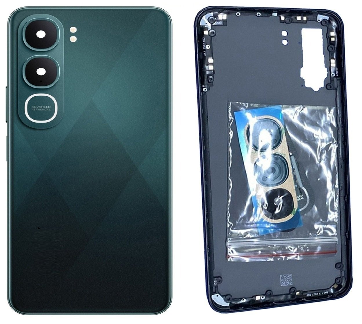 Vivo Y31 5G Full Body Housing Replacement Back Frame Middle Chassis with Side Keys – Purple, Green & Red Color: green