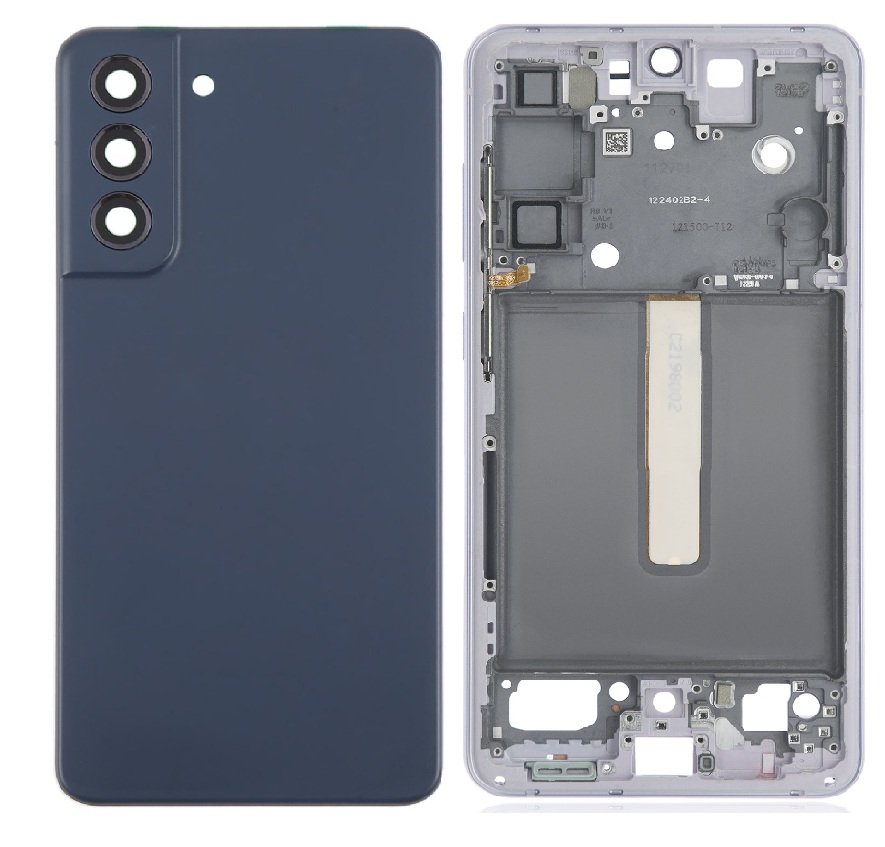 Samsung Galaxy S21 FE 5G Full Body Housing Replacement Back Frame Middle Chassis with Side Keys – Black, Dark Blue, Gold, White & Purple Color: DARK BLUE