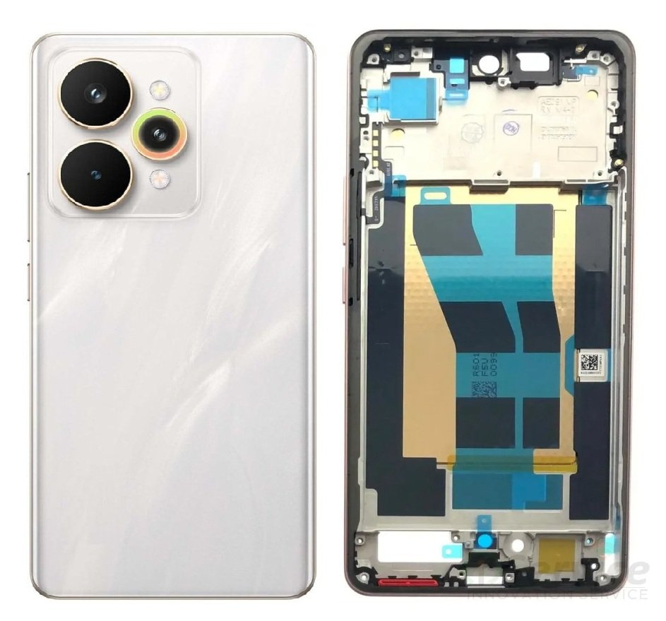 Realme 15 Pro 5G Full Body Housing Replacement Back Frame Middle Chassis with Side Keys – Black, Purple, White & Brown Color: WHITE