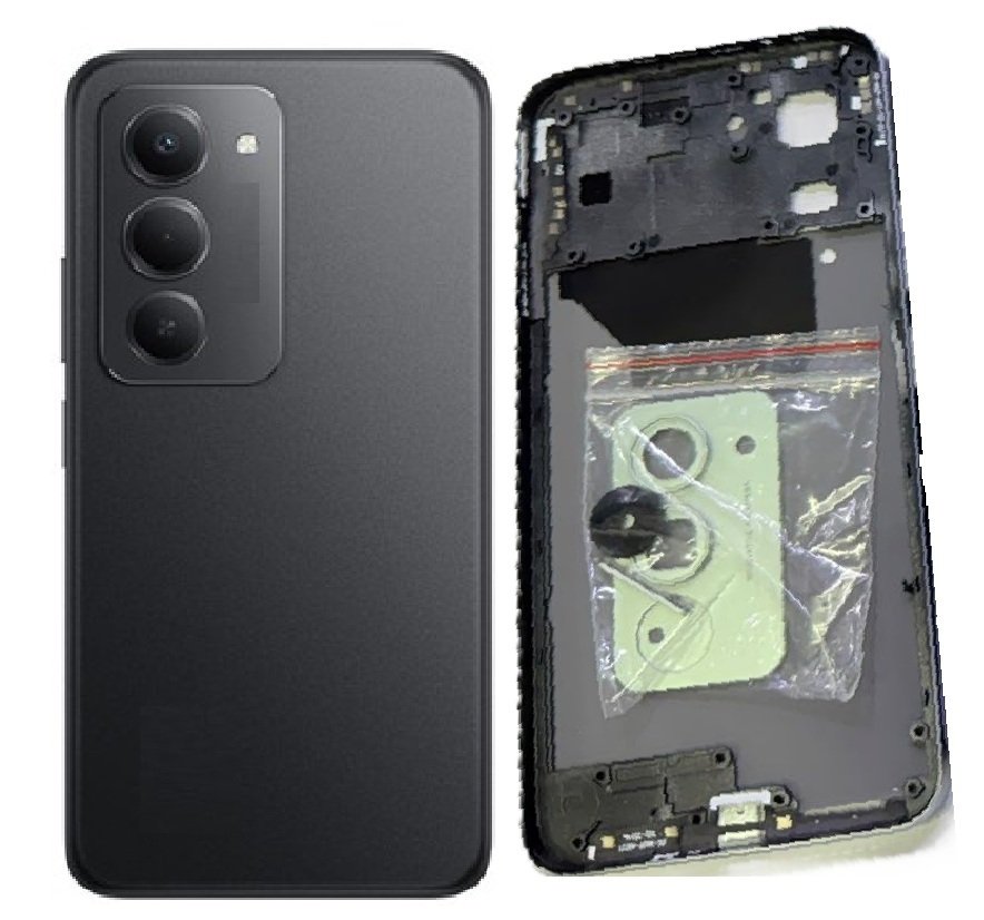 Redmi 15 5G Full Body Housing Replacement Back Frame Middle Chassis with Side Keys – Gold, Green, Black, Purple & White Color: BLACK