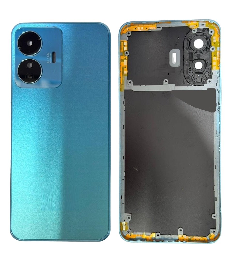 iQOO Z6 Lite 5G Full Body Housing Replacement Back Frame Middle Chassis with Side Keys – Black & Blue Color: BLUE