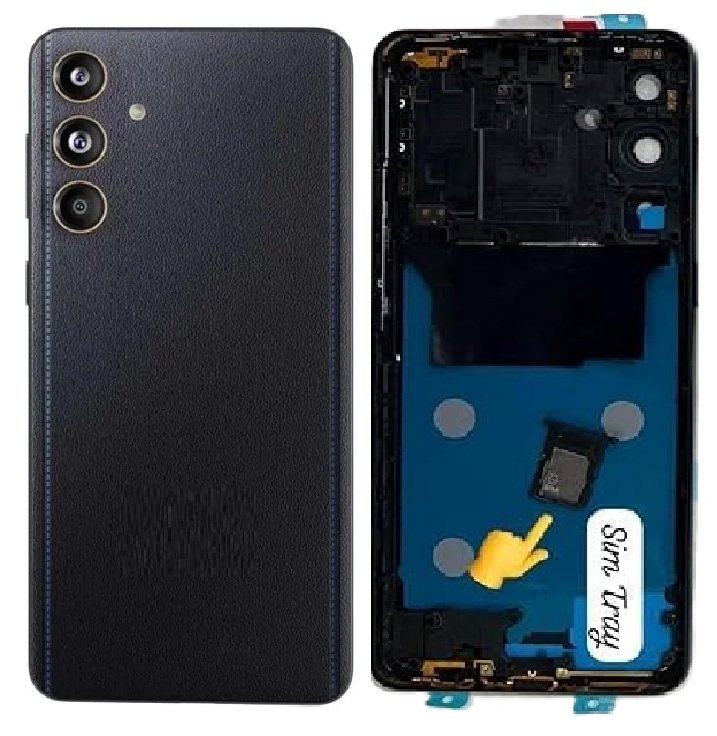 Samsung Galaxy F55 5G / M55 5G Full Body Housing Replacement Back Frame Middle Chassis with Side Keys – Orange, Green, Black & Blue Color: BLACK