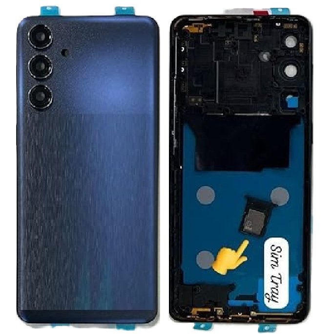 Samsung Galaxy F55 5G / M55 5G Full Body Housing Replacement Back Frame Middle Chassis with Side Keys – Orange, Green, Black & Blue Color: BLUE