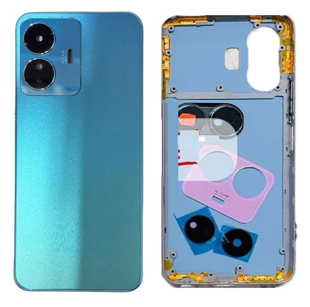 iQOO Z10 Lite 5G Full Body Housing Replacement Back Frame Middle Chassis with Side Keys – Black, Blue & Pink Color: BLUE