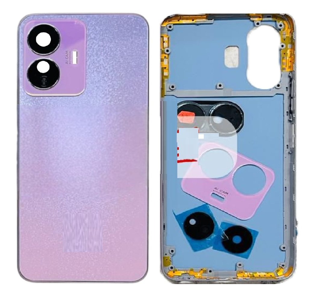 iQOO Z10 Lite 5G Full Body Housing Replacement Back Frame Middle Chassis with Side Keys – Black, Blue & Pink Color: PINK