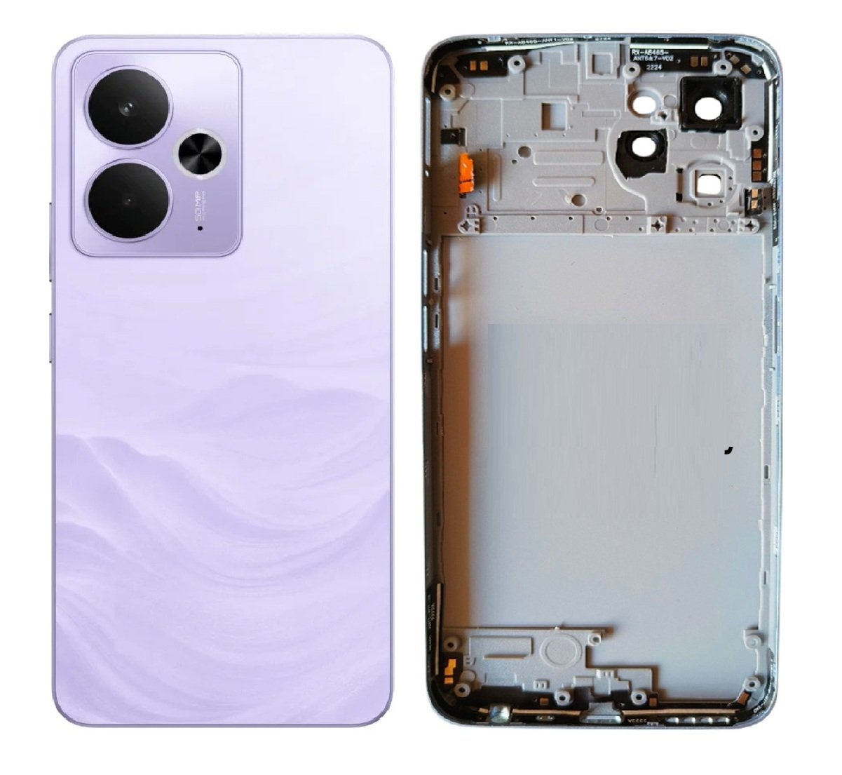Realme 14T 5G Full Body Housing Replacement Back Frame Middle Chassis with Side Keys – Black, Green & Purple Color: PURPLE