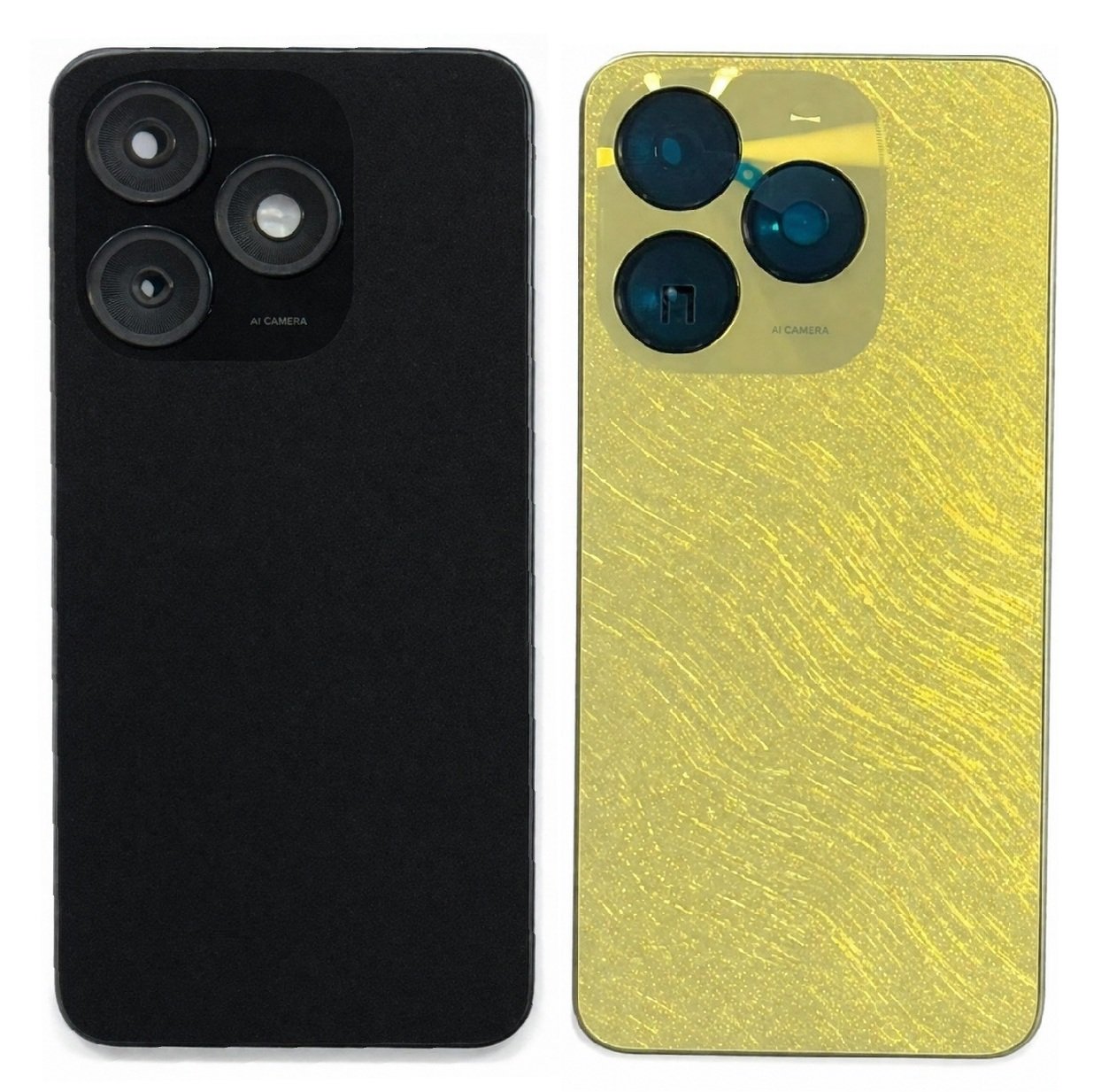itel A70 4G Full Body Housing Replacement Back Frame Middle Chassis with Side Keys – Black & Gold