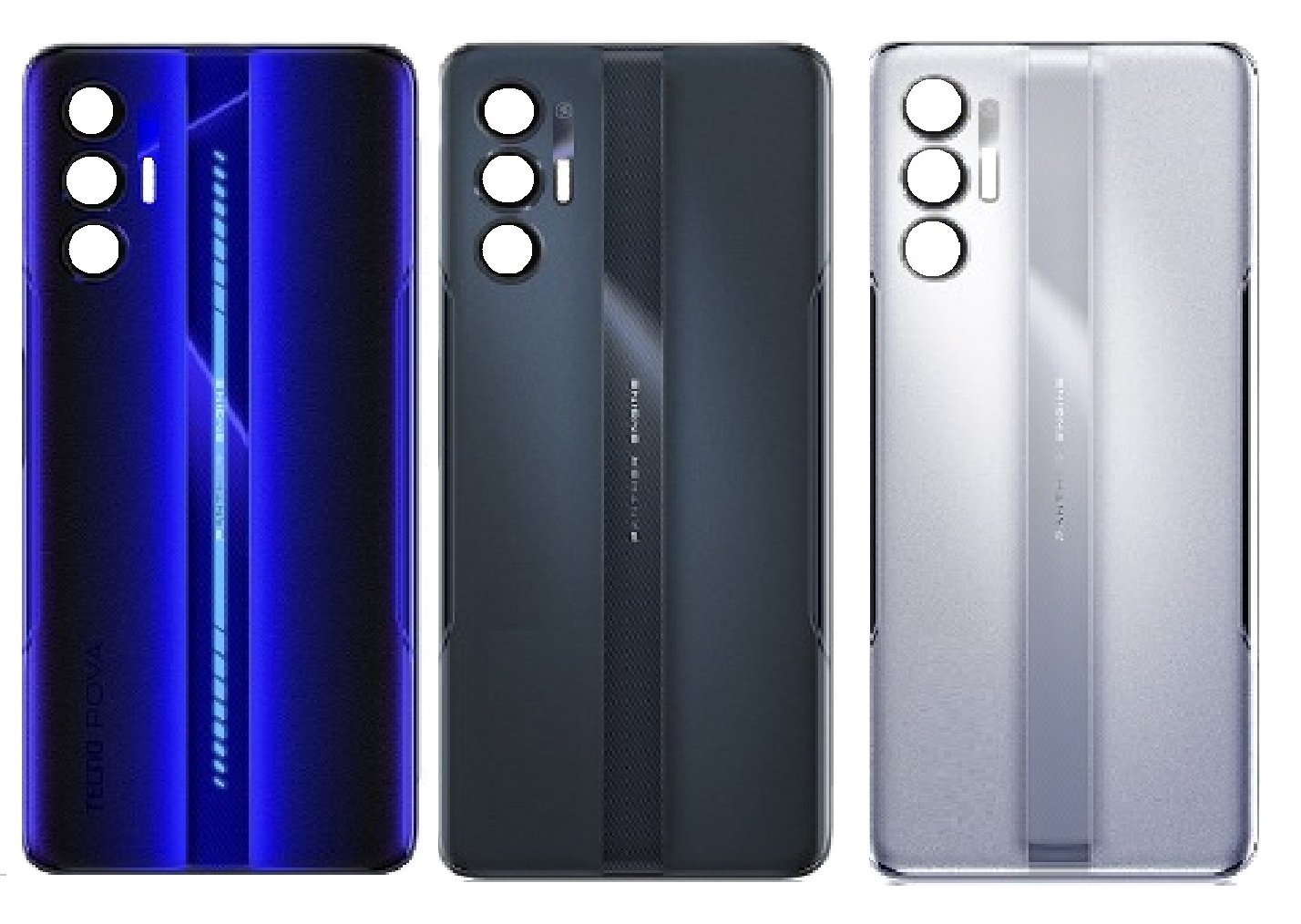 Tecno Pova 3 4G Back Panel Battery Cover Replacement – Blue, Black & Silver