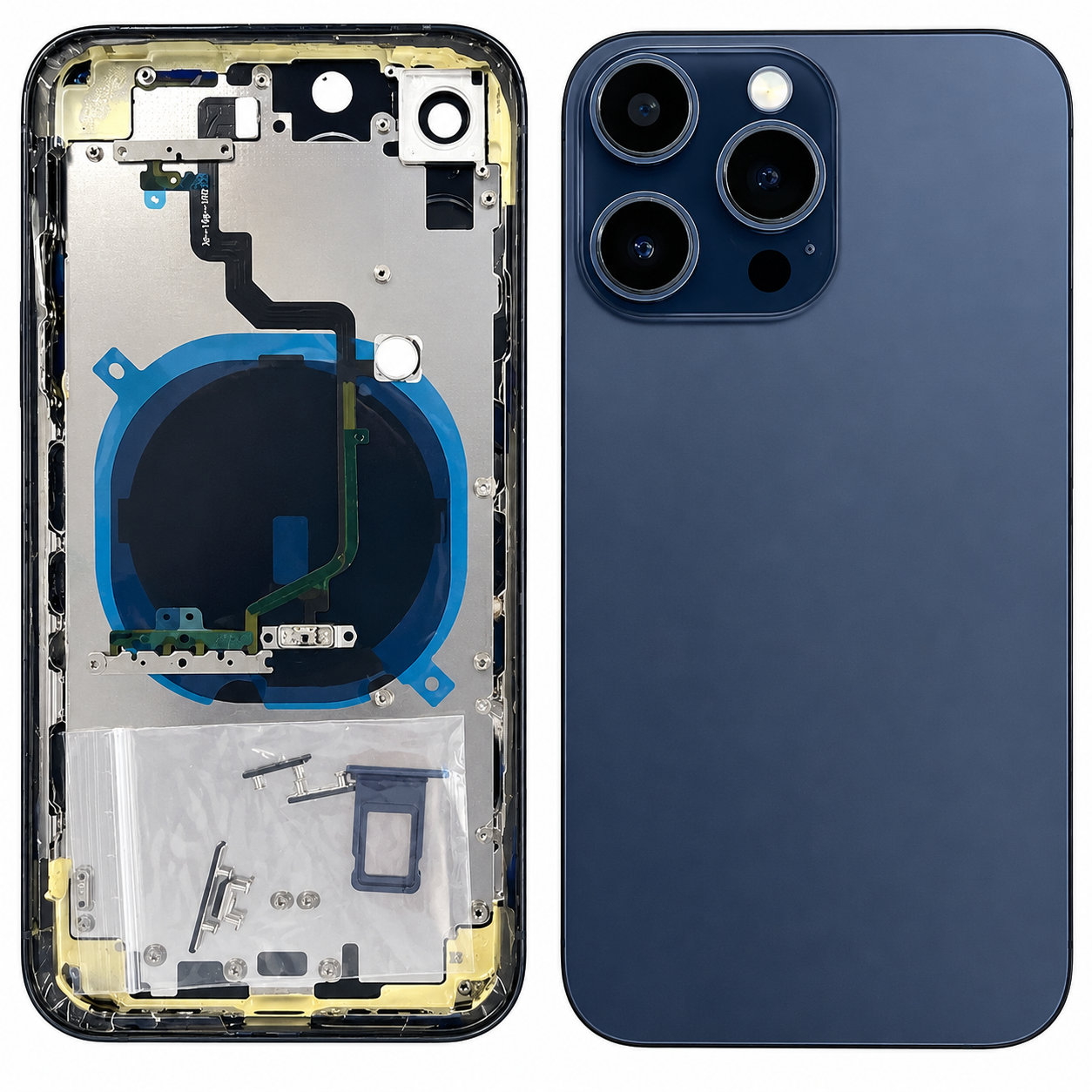 Back Panel Housing Body for Apple iPhone XR to iPhone 15 Pro Converter Navy Blue, Black, Grey