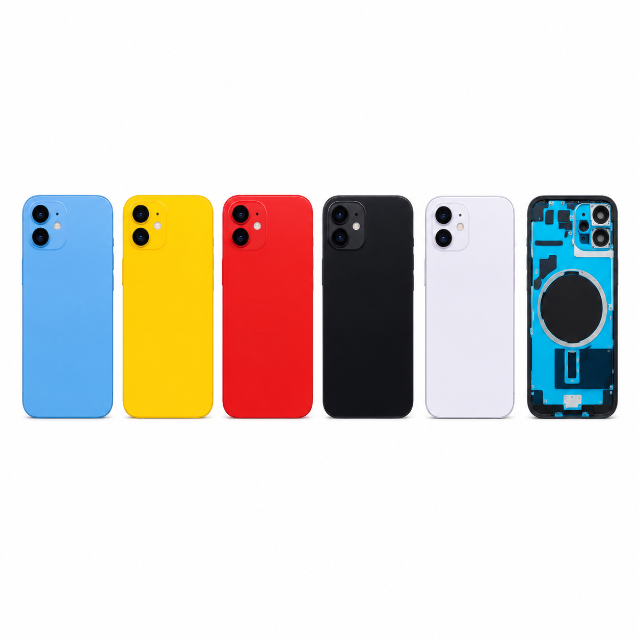 iPhone 14 Back Panel – Blue, Yellow, Red, Black & White
