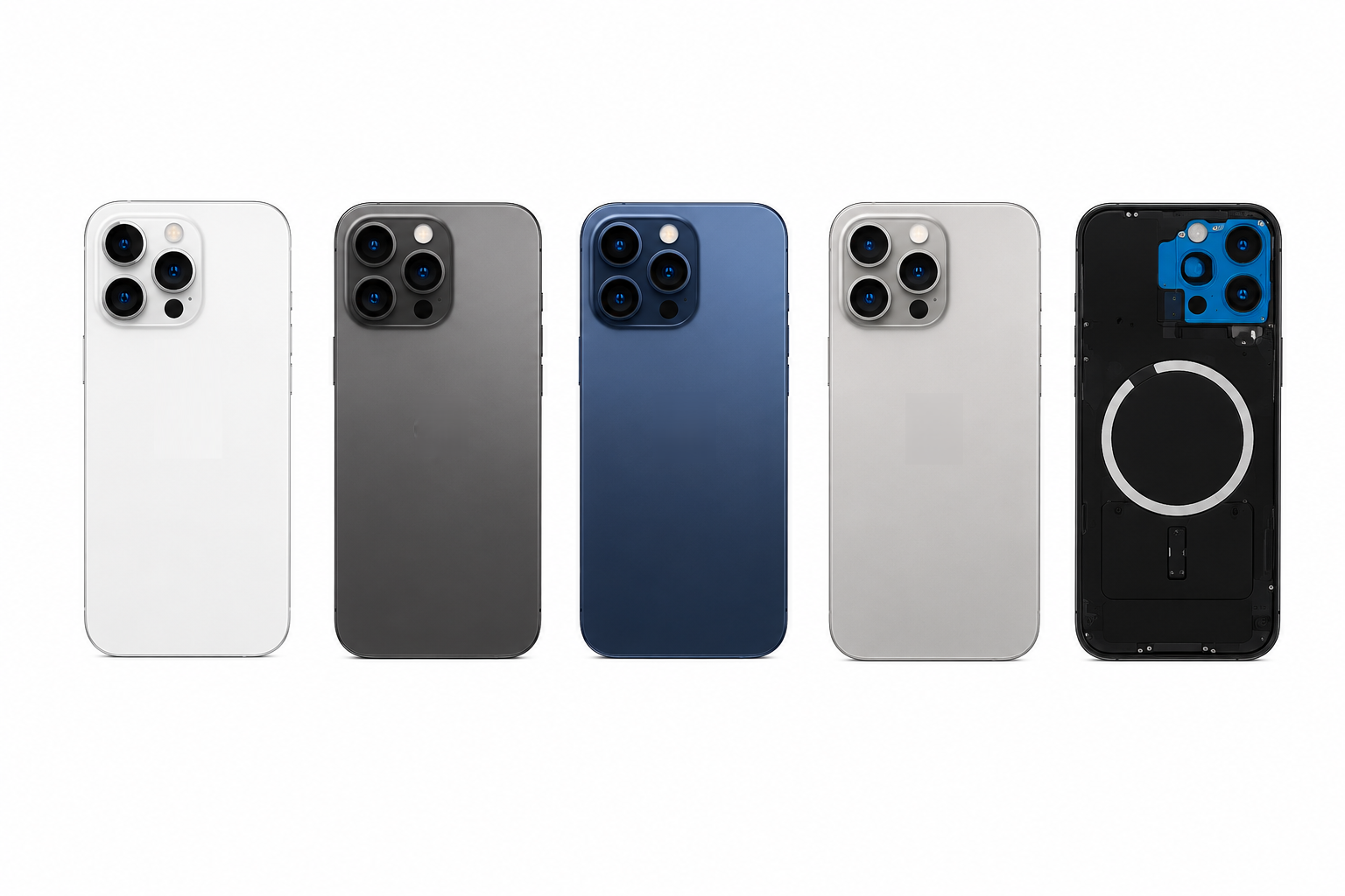 iPhone 15 Pro Max Back Panel – Black, White, Blue & Grey