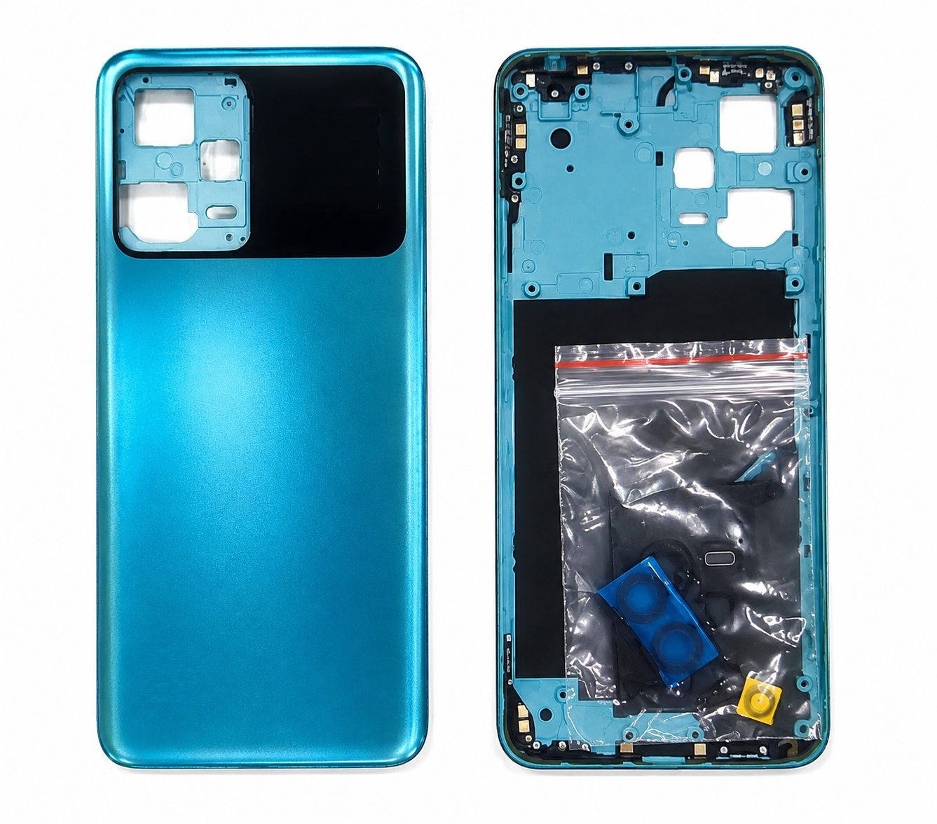 POCO X5 5G Full Body Housing Back Frame Middle Chassis with Side Keys – Blue