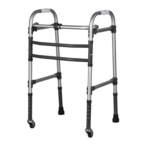 2 Wheel Height Adjustable Folding Walker for Elderly & Senior Citizens – Silver & Black