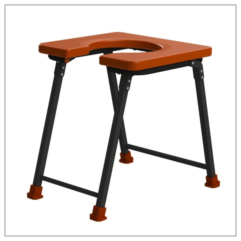 Brown Foldable Commode Stool with U Shape Toilet Seat for Elderly & Senior Citizens