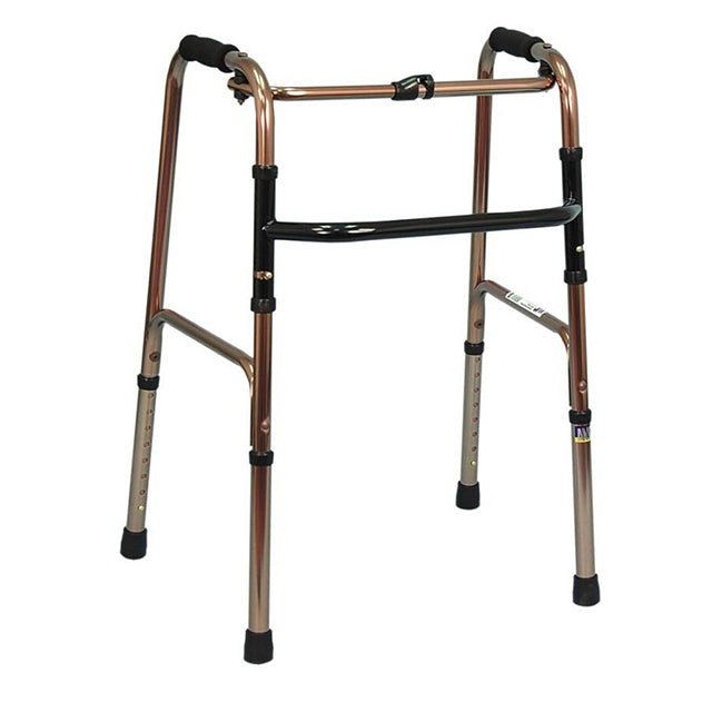 Brown Height Adjustable Folding Walker Without Wheels for Elderly & Senior Citizens