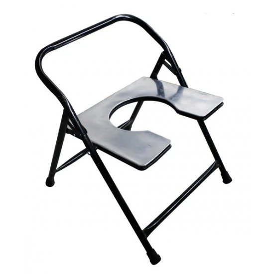 Foldable Commode Stool with Back Support & U Shape Toilet Seat for Elderly & Senior Citizens