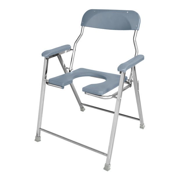 Grey Commode Chair with Armrests & Backrest for Elderly & Senior Citizens