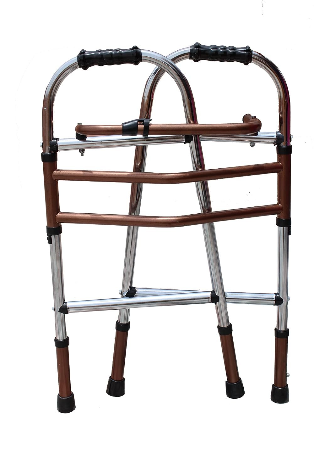 Height Adjustable Folding Walker with Double Bar for Elderly & Senior Citizens