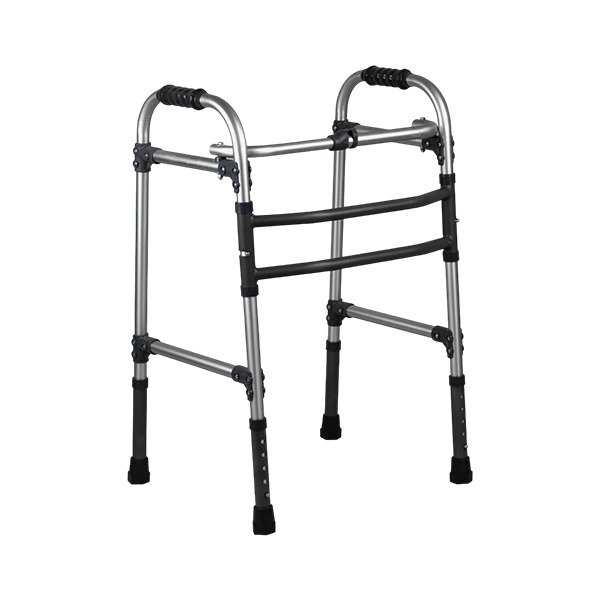 Height Adjustable Folding Walker Without Wheels for Elderly & Senior Citizens – Silver & Black