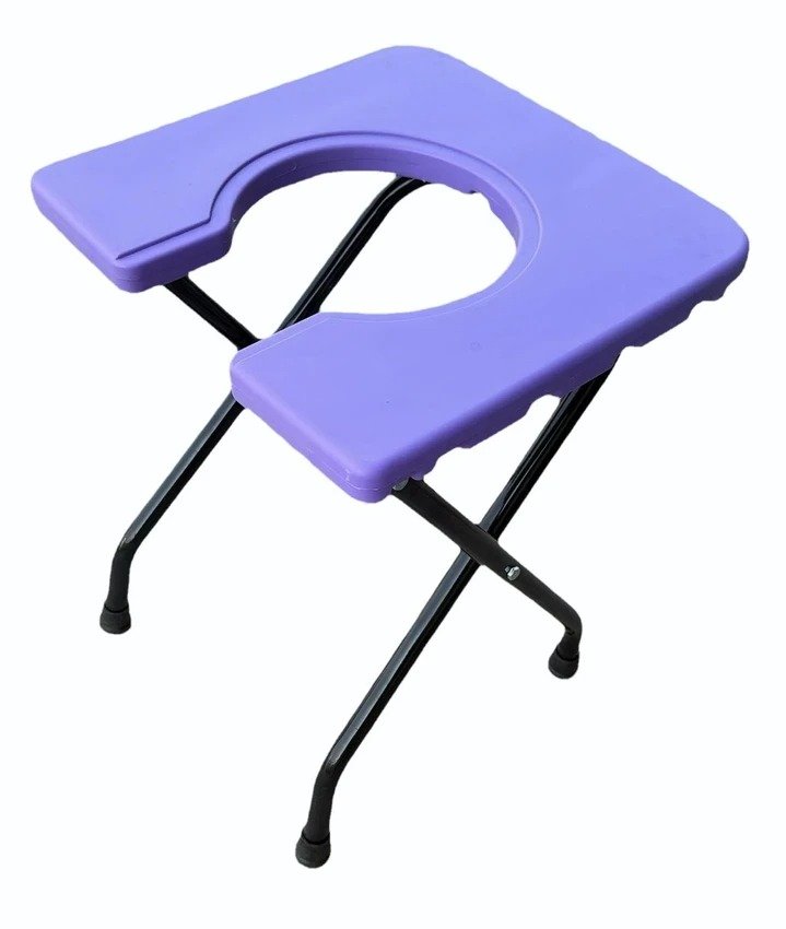 Purple Foldable Commode Stool with U Shape Toilet Seat for Elderly & Senior Citizens