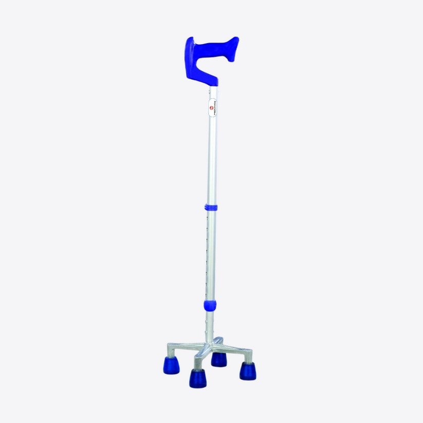 Senior Citizen Support Walking Stick with Large Base 4-Leg Quadripod