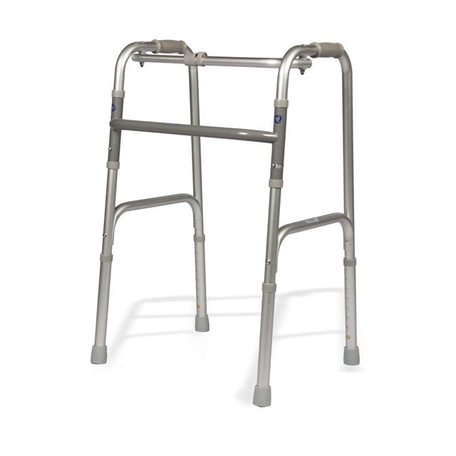 Silver Height Adjustable Folding Walker Without Wheels for Elderly & Senior Citizens