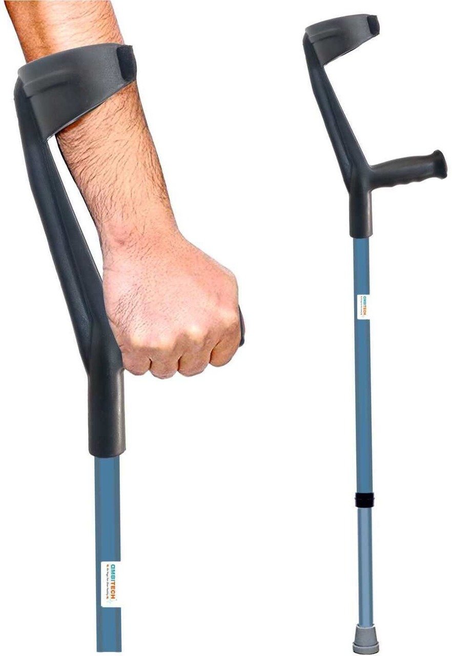 Surgical Elbow Crutch Grey Height Adjustable Stainless Steel Walking Stick