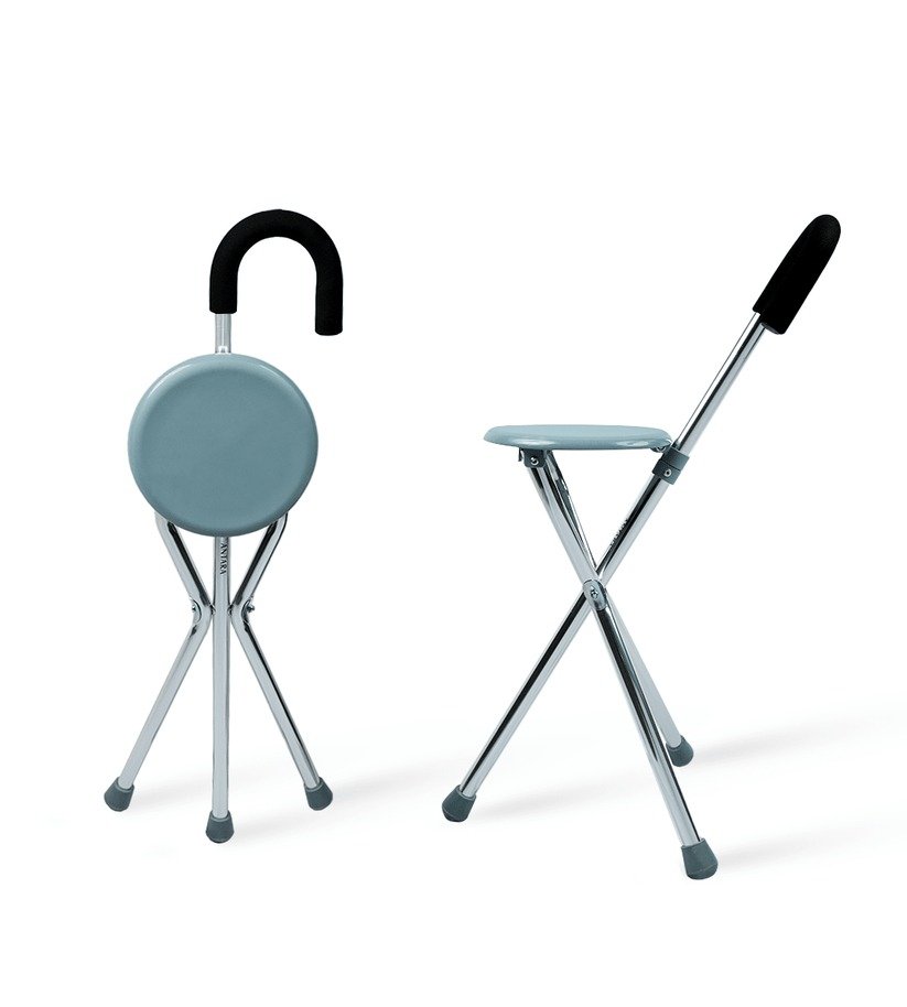 Walking Stick with Folding Seat 2 in 1 Portable Cane Stool for Elderly