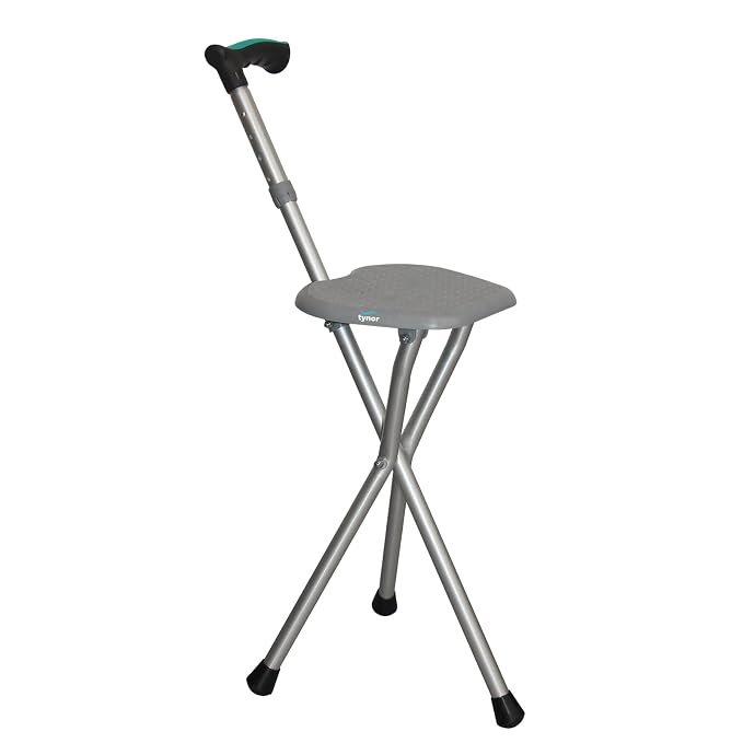 Walking Stick with Folding Seat Tripod Cane for Elderly & Senior Citizens