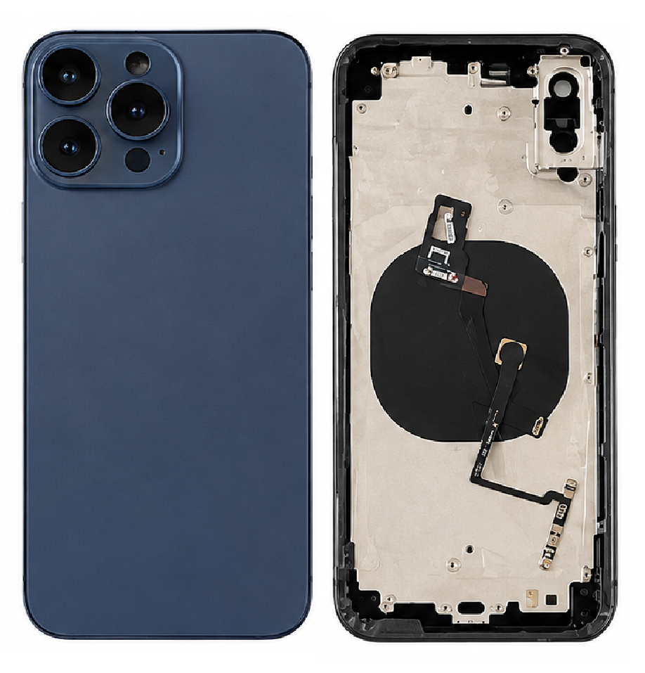Compatible Replacement Back Panel Housing Body Converter for Apple iPhone XS Max to iPhone 16 Pro Max – Black, Navy Blue & Gold